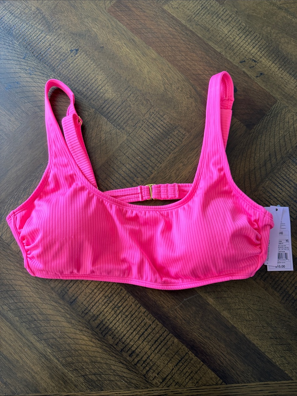 Target Neon Pink Ribbed Women's Swim Bikini Top